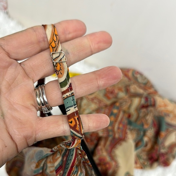 Red and Orange Ruffled Tiered Sundress with Cold Shoulder - Picture 10 of 10